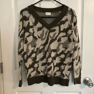 Olive and Cream Patterned Sweater